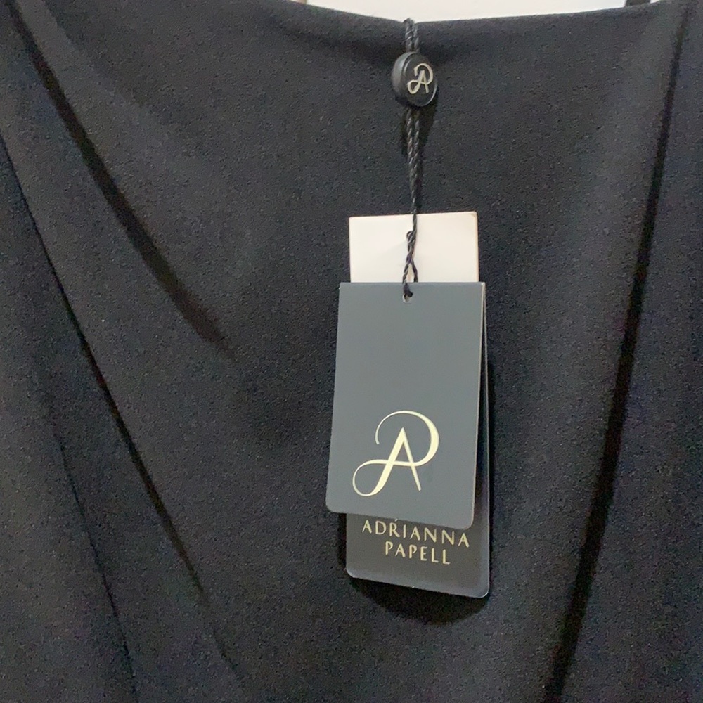 Adrianna Papell, One shoulder crepe jumpsuit.